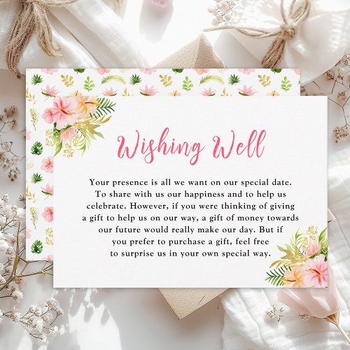 Tropical Jungle Floral Wedding Wishing Well Enclosure Card