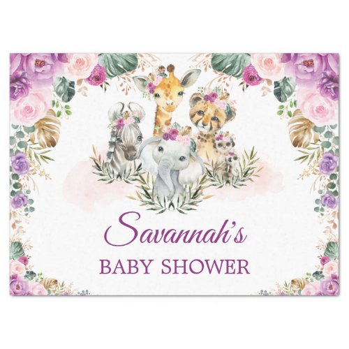 Tropical Jungle Floral Wild Animals Baby Shower Tissue Paper