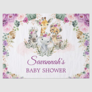 Tropical Jungle Floral Wild Animals Baby Shower Tissue Paper