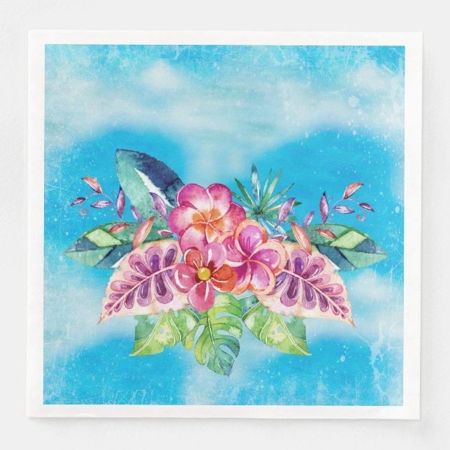 Tropical Jungle Flowers - Aloha Beach Paper Dinner Napkins (Front)
