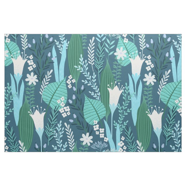 Tropical jungle flowers and leaves pattern fabric (Yard)