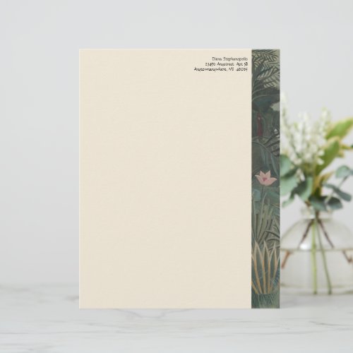 Tropical Jungle Flowers Floral Green Letterhead