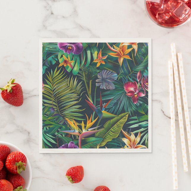 Tropical Jungle Flowers Paper  Napkins (Insitu)