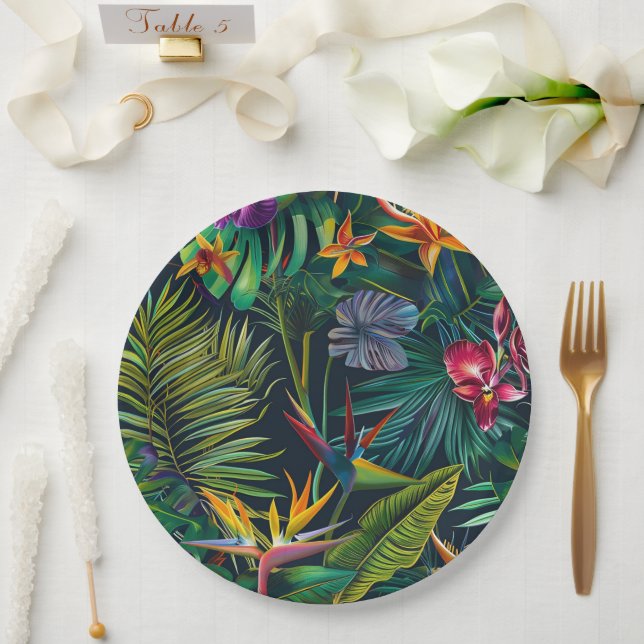 Tropical Jungle Flowers  Paper Plates (Wedding)