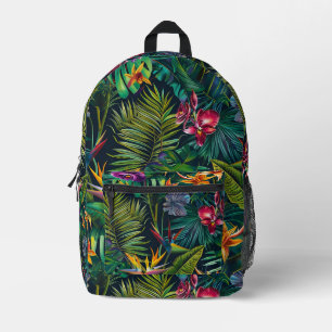 Tropical Jungle Flowers Printed Backpack