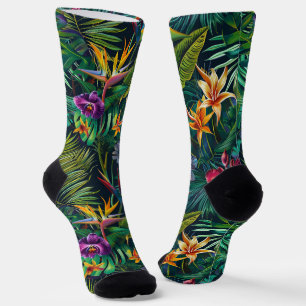 Tropical Jungle Flowers Socks