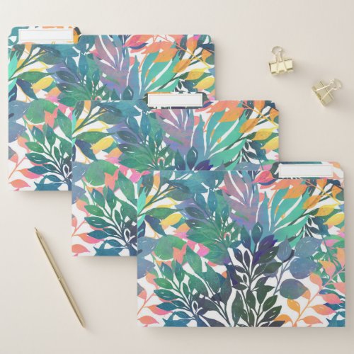 Tropical Jungle Foliage Watercolor Greenery File Folder