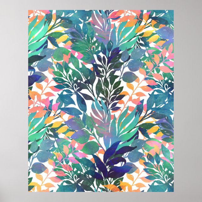 Tropical Jungle Foliage Watercolor Greenery Poster (Front)