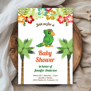 Tropical Jungle Forest Parrot Baby Shower Invitation