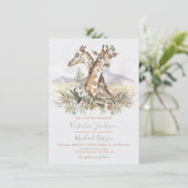 Tropical Jungle Giraffe Wedding invitations (Standing Front)