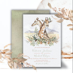 Tropical Jungle Giraffe Wedding invitations