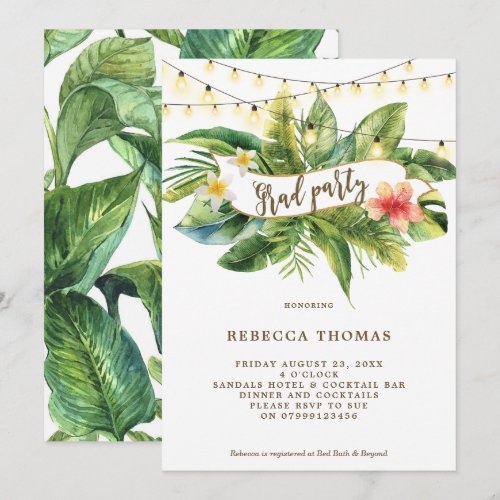 Tropical jungle graduation party invitation