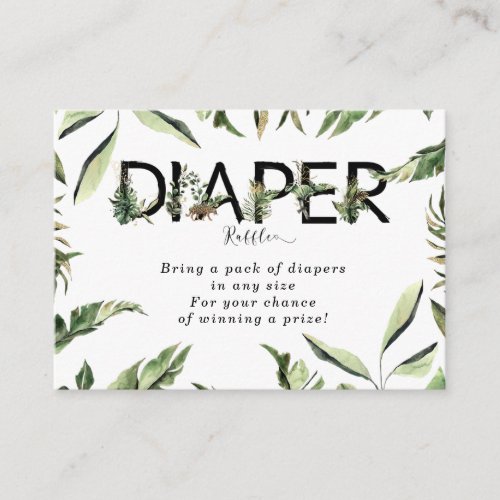 tropical jungle green Diaper Raffle enclosure card