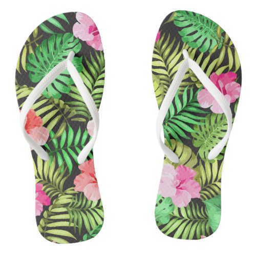 Tropical Jungle In Hawaii Flip Flops