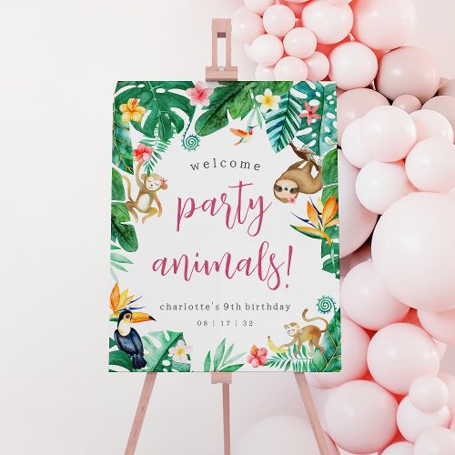 Tropical Jungle Kids Birthday Party Welcome Sign