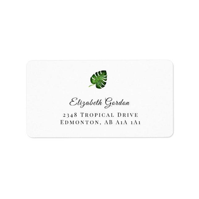 Tropical Jungle Leaf Monstera Elegant Chic Label (Front)