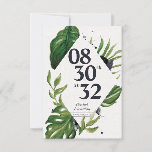 Tropical jungle leafage modern save the date