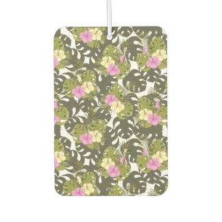 Tropical Jungle Leaves and Hibiscus Pattern Air Freshener