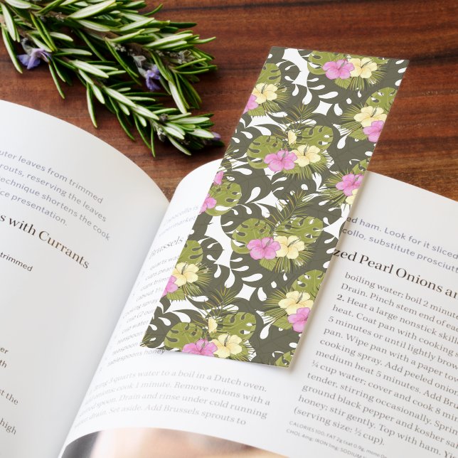 Tropical Jungle Leaves and Hibiscus Pattern Bookmarks (Book)