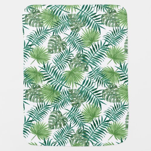 Tropical Jungle Leaves Baby Blanket