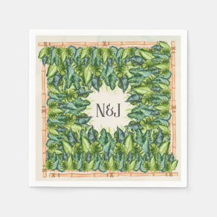 Tropical Jungle Leaves & Bamboo Botanical Wedding Paper Napkins