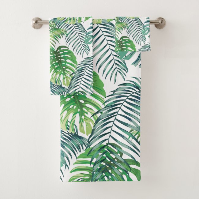 Tropical Jungle Leaves Botanical Bath Towel Set