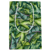 Tropical Jungle Leaves Botanical Birthday Party Medium Gift Bag (Front)