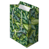 Tropical Jungle Leaves Botanical Birthday Party Medium Gift Bag (Back Angled)