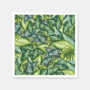 Tropical Jungle Leaves Botanical Birthday Party Napkins