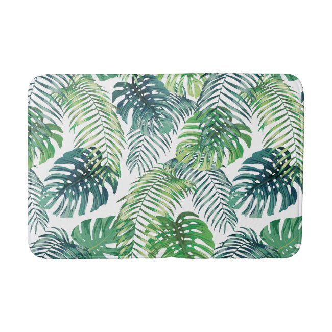 Tropical Jungle Leaves Botanical Design Bath Mat