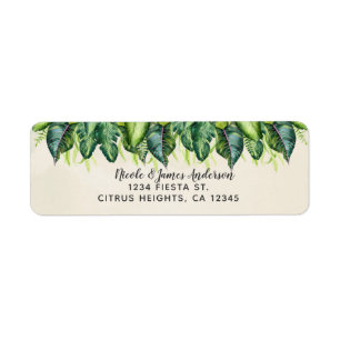 Tropical Jungle Leaves Botanical Summer Wedding Label
