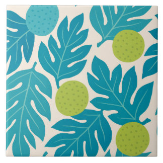 Tropical jungle leaves ceramic tile