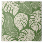 Tropical jungle leaves ceramic tile<br><div class="desc">Tropical jungle leaves pattern</div>