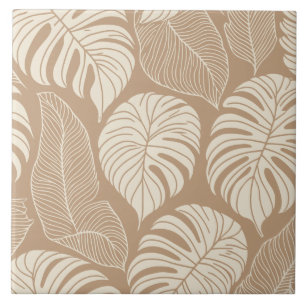 Tropical jungle leaves ceramic tile