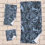 Tropical Jungle Leaves Dark Blue Modern Bath Towel Set at Zazzle