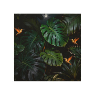 Tropical Jungle Leaves Decorative Throw Pillow Wood Wall Art