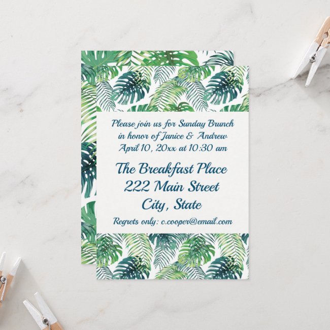 Tropical Jungle Leaves Design Invitation