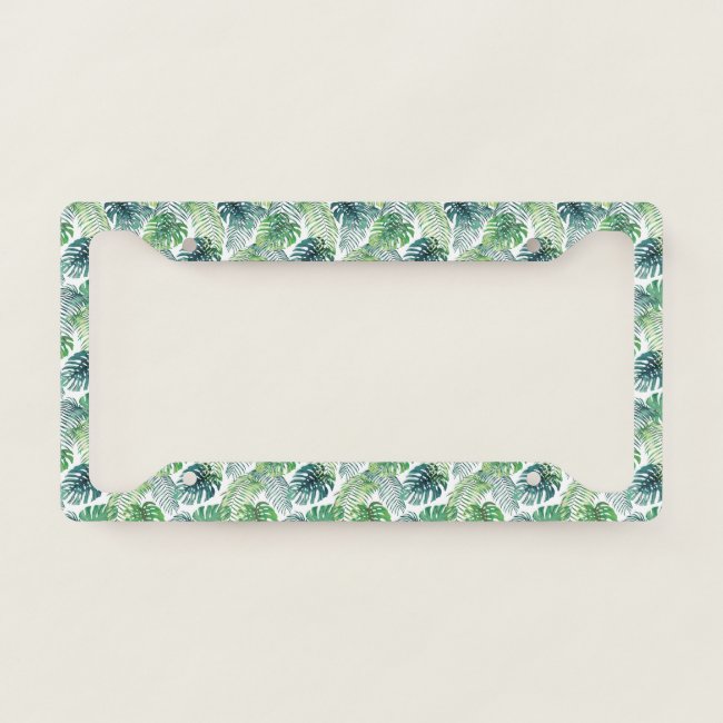 Tropical Jungle Leaves Design License Plate Frame
