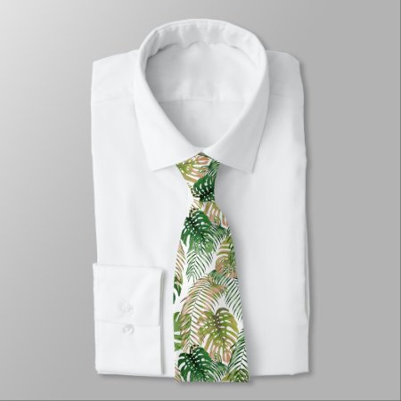 Tropical Jungle Leaves Design Necktie