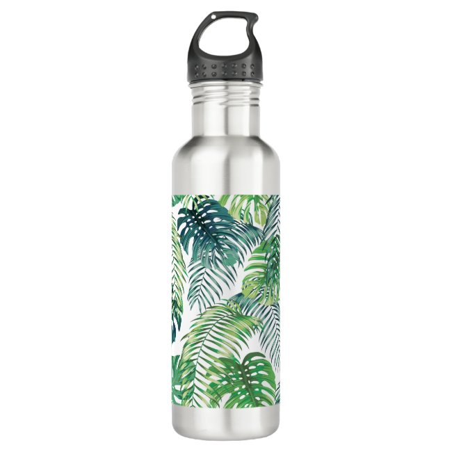 Tropical Jungle Leaves Design Water Bottle