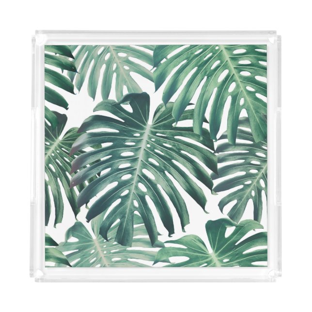 Tropical Jungle Leaves Floral Background Acrylic Tray (Front)