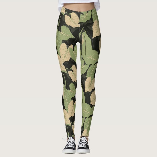 Tropical Jungle Leaves Leggings (Front)