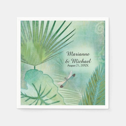 Tropical Jungle Leaves Modern Wedding Reception Napkins