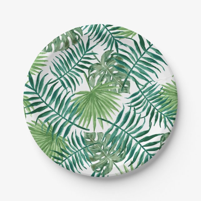 Tropical Jungle Leaves Paper Plates (Front)