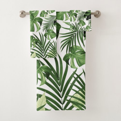 Tropical Jungle Leaves Pattern 12 2020 Edition Bath Towel Set