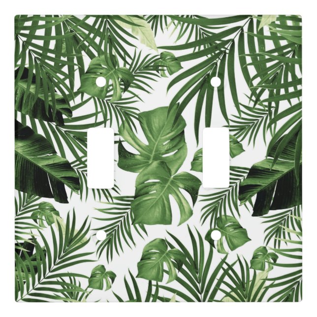 Tropical Jungle Leaves Pattern #12 (2020 Edition) Light Switch Cover (Front)