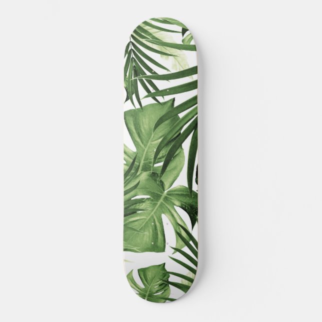 Tropical Jungle Leaves Pattern #12 Skateboard (Front)
