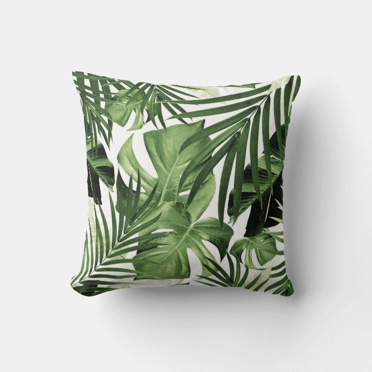 Tropical Jungle Leaves Pattern 12 Throw Pillow Zazzle