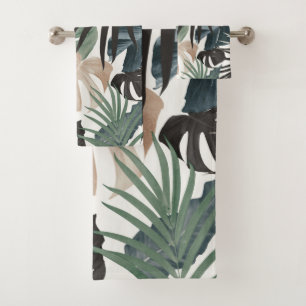 Tropical Jungle Leaves Pattern #13 (Fall Colors) Bath Towel Set