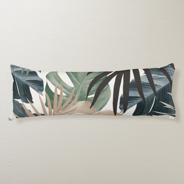 Tropical Jungle Leaves Pattern #13 (Fall Colors) Body Pillow (Front)